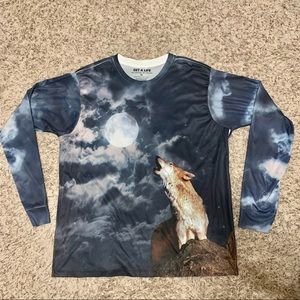 🐺🌙Get A Life Wolf Howling At The Moon Long Sleeve 100% polyester XL